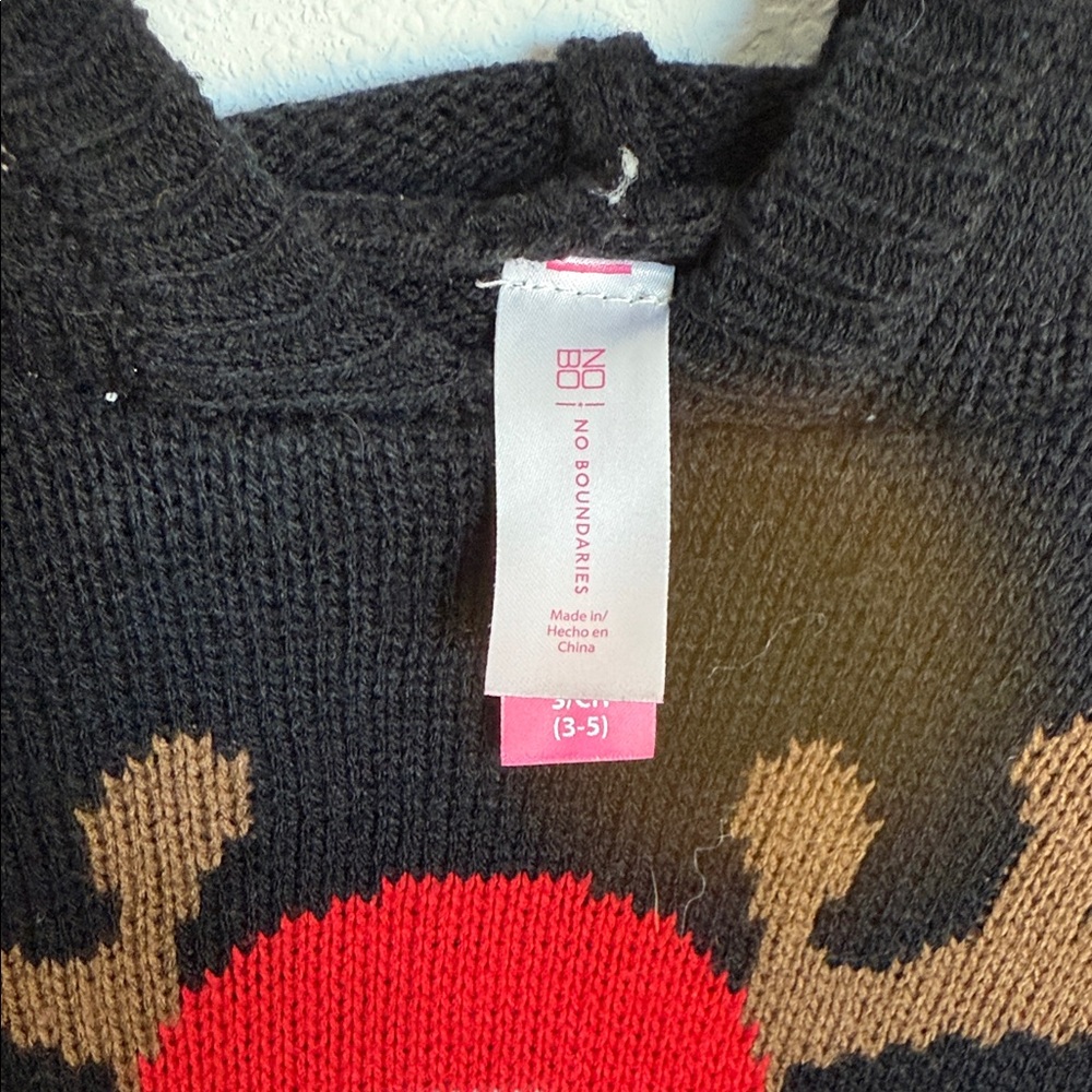 No Boundaries Black Reindeer Holiday Sweater - Picture 2 of 11